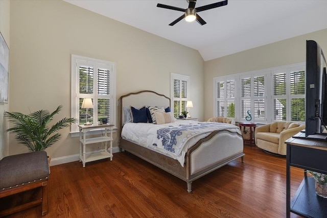 101 Pheasant Hill Cir, Barnstable, MA 02635 - bedroom featuring lofted ceiling, multiple windows, wood finished floors, and ceiling fan