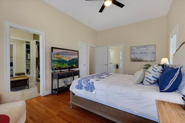 101 Pheasant Hill Cir, Barnstable, MA 02635 - bedroom with wood finished floors, ensuite bath, and ceiling fan