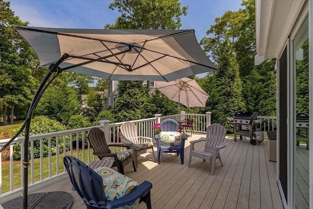 101 Pheasant Hill Cir, Barnstable, MA 02635 - deck with a grill and view of scattered trees