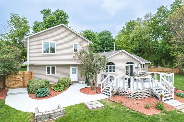 98 Town Farm Rd, Monson, MA 01057 - rear view of property with a wooden deck and a gate