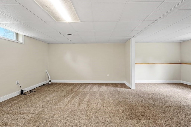 21 Nourse St, Westborough, MA 01581 - basement featuring carpet floors, a drop ceiling, and baseboards