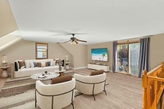 120 Hatchfield Dr, Brockton, MA 02301 - living room featuring healthy amount of natural light, light wood-style flooring, ceiling fan, and vaulted ceiling