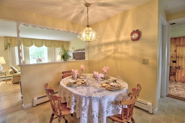 31 Lee Ave, Fitchburg, MA 01420 - dining room with a baseboard radiator, tile patterned floors, and a baseboard heating unit