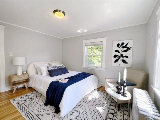 68 Pierrepont Rd, Newton, MA 02462 - bedroom featuring radiator, wood finished floors, and ornamental molding