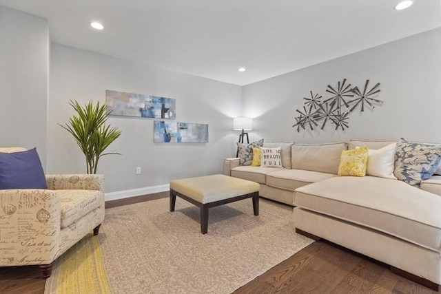 living room with hardwood / wood-style flooring