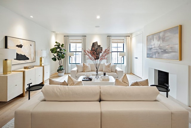 living room featuring light hardwood / wood-style floors