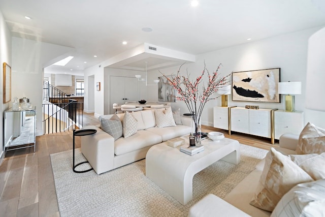 living room featuring light hardwood / wood-style floors