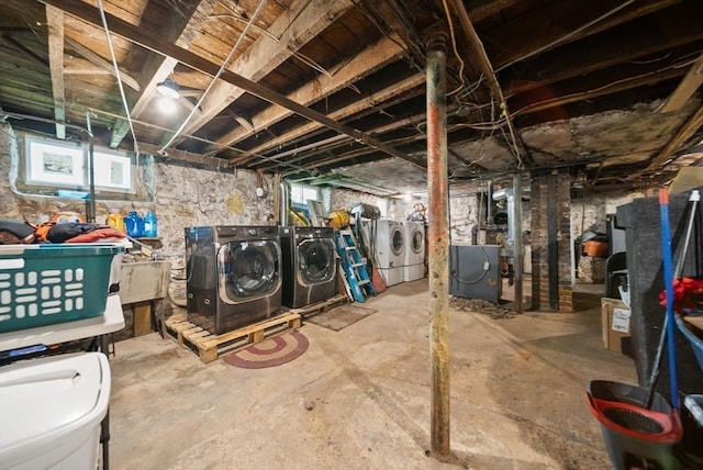 8 Ward St, Salem, MA 01970 - below grade area with washer and clothes dryer and a heating unit