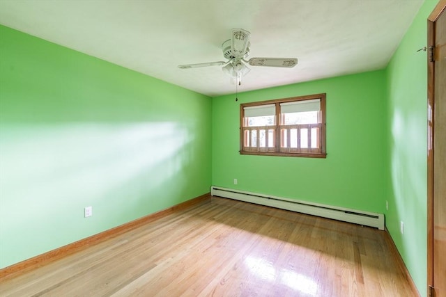 46 Birchland Ave, Springfield, MA 01119 - spare room featuring baseboard heating, wood finished floors, and a ceiling fan
