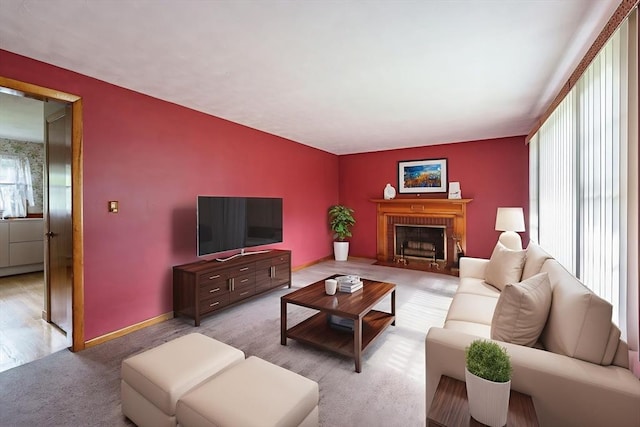 46 Birchland Ave, Springfield, MA 01119 - living area with carpet flooring and a fireplace