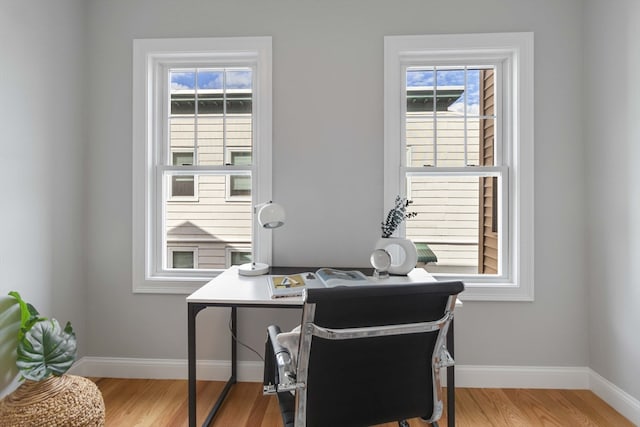 office area featuring wood-type flooring