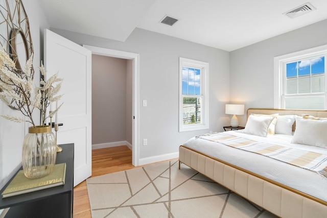 bedroom featuring light hardwood / wood-style flooring