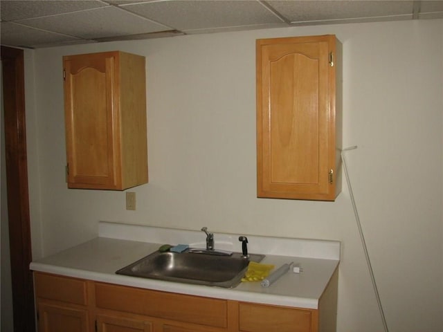 436 Brown St, Attleboro, MA 02703 - kitchen featuring a sink, light countertops, and a drop ceiling