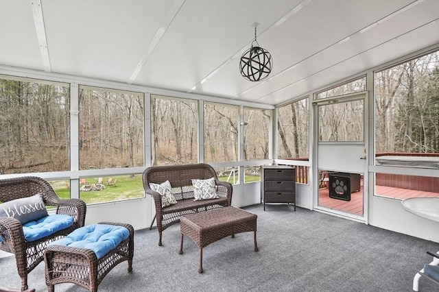 sunroom with outdoor lounge area