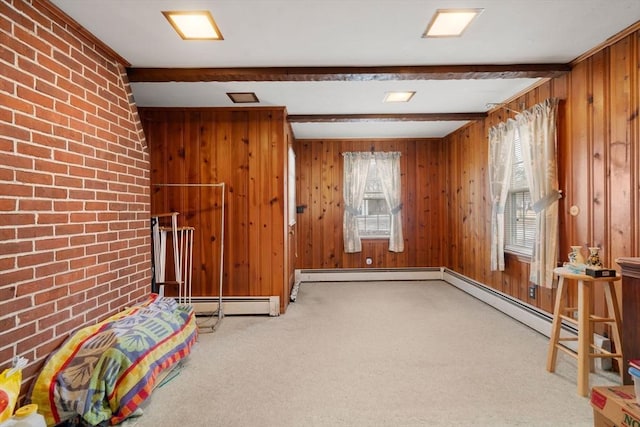160 Shrewsbury St, Holden, MA 01520 - unfurnished room with plenty of natural light, beam ceiling, baseboard heating, and carpet