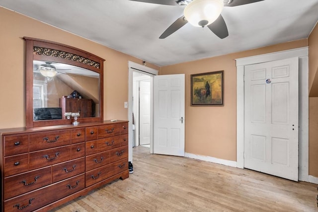 160 Shrewsbury St, Holden, MA 01520 - bedroom with baseboards, a ceiling fan, and light wood-style flooring