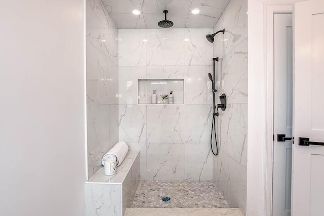 131 Colts Way, Attleboro, MA 02703 - bathroom with a tile shower and recessed lighting