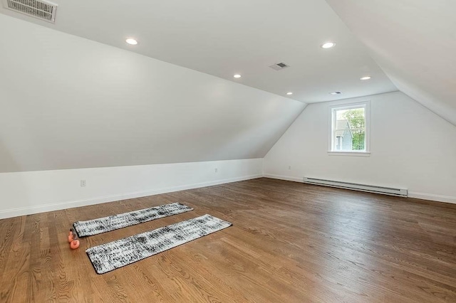131 Colts Way, Attleboro, MA 02703 - bonus room with a baseboard heating unit, lofted ceiling, wood finished floors, baseboards, and recessed lighting