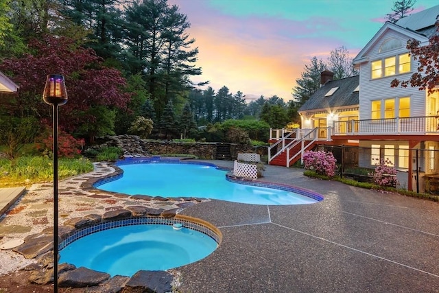 14 Preservation Way, Westford, MA 01886 - swimming pool with an in-ground hot tub, stairway, a patio area, and a deck