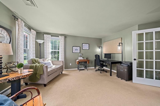 148 Old Schoolhouse Ln, Hanover, MA 02339 - office area featuring carpet and a baseboard heating unit