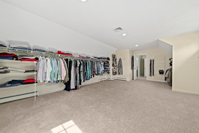 148 Old Schoolhouse Ln, Hanover, MA 02339 - spacious closet with lofted ceiling, carpet floors, and a baseboard heating unit