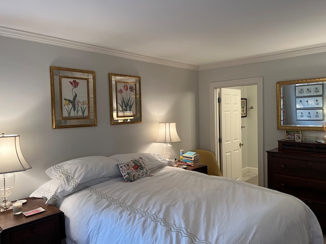 bedroom with ornamental molding