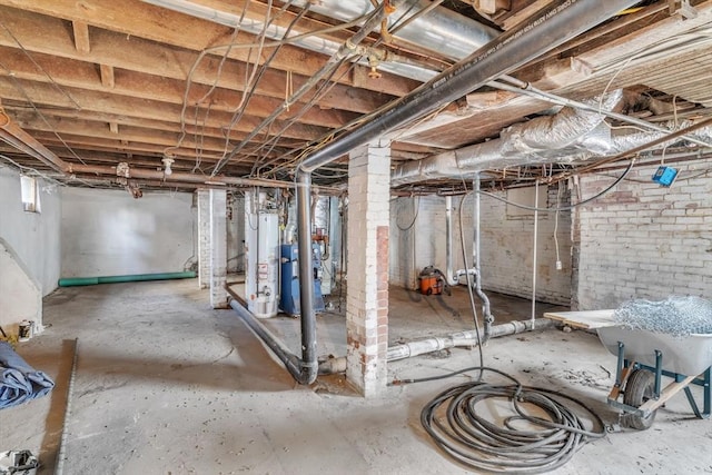 basement featuring gas water heater