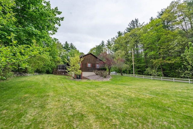 view of yard featuring a deck