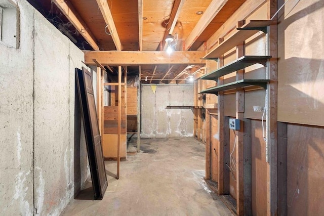 view of unfinished basement