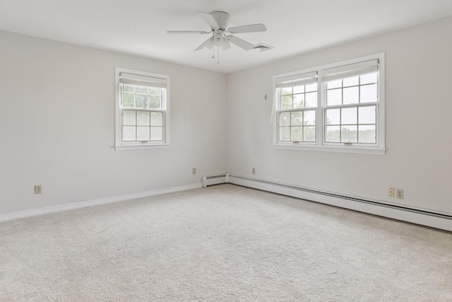 27 N Brigham Hill Rd, Grafton, MA 01536 - empty room with a baseboard heating unit, carpet floors, and ceiling fan