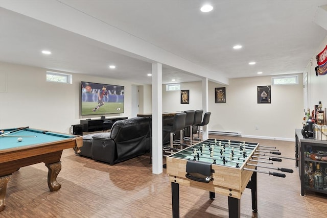 27 N Brigham Hill Rd, Grafton, MA 01536 - recreation room with recessed lighting, a baseboard radiator, and pool table