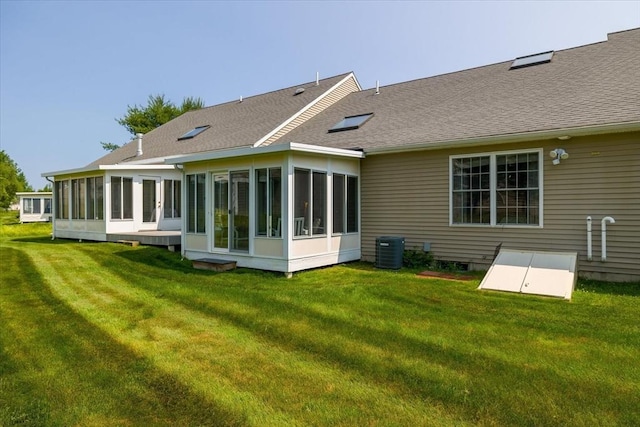 3 Angell Brook Dr Unit 3, West Boylston, MA 01583 - rear view of property with a sunroom, a shingled roof, and a yard
