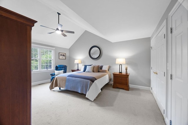 2 Darby Pt Unit 2, Mashpee, MA 02649 - bedroom with light colored carpet, lofted ceiling, and a ceiling fan