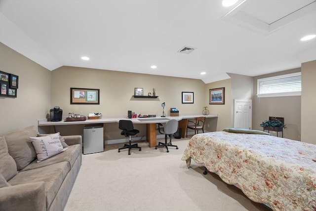 2 Darby Pt Unit 2, Mashpee, MA 02649 - bedroom featuring an office area, carpet, recessed lighting, and refrigerator
