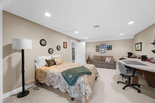 2 Darby Pt Unit 2, Mashpee, MA 02649 - carpeted bedroom featuring attic access, a desk, and recessed lighting