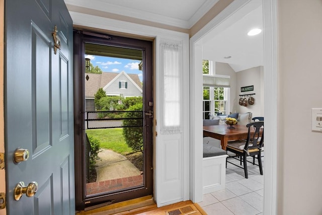 2 Darby Pt Unit 2, Mashpee, MA 02649 - entryway with light tile patterned flooring and ornamental molding
