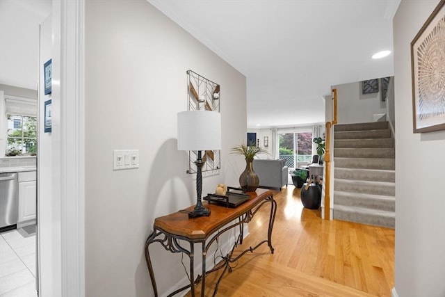 2 Darby Pt Unit 2, Mashpee, MA 02649 - corridor featuring stairs and light wood finished floors