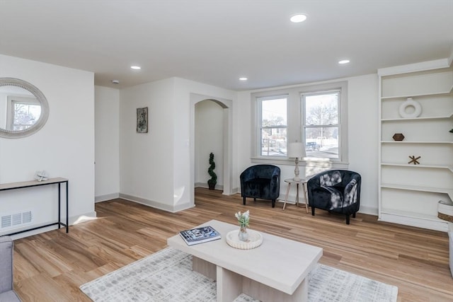 living room featuring light hardwood / wood-style floors