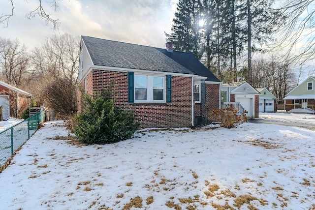 view of snow covered property