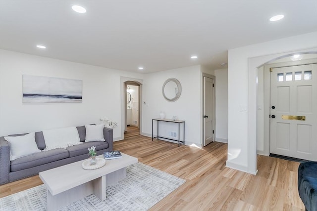 living room with light wood-type flooring