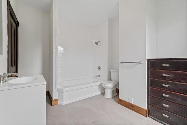 42 Middlesex St, Chelmsford, MA 01863 - full bathroom with toilet, vanity, baseboards, bathing tub / shower combination, and tile patterned flooring