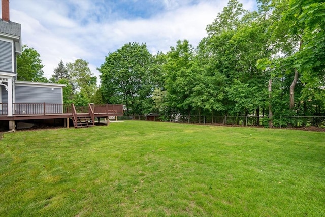42 Middlesex St, Chelmsford, MA 01863 - view of yard featuring a deck and view of scattered trees