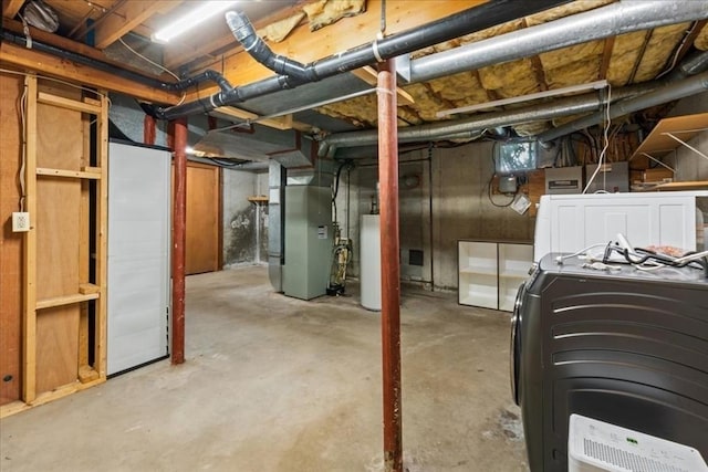 35 E Glen Dr, Westfield, MA 01085 - unfinished basement with heating unit, washer / dryer, and water heater