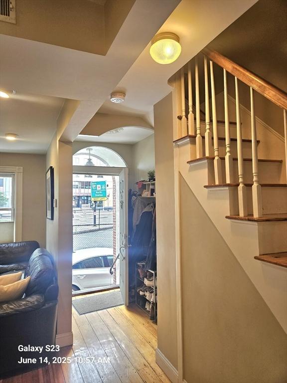 6 Stillman Pl, Boston, MA 02113 - foyer entrance with hardwood / wood-style flooring and stairs