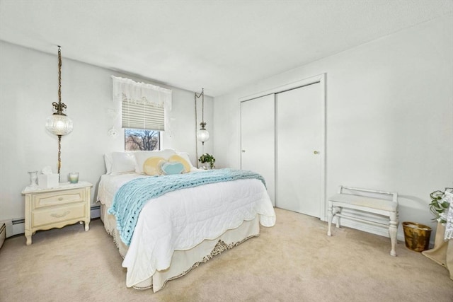 bedroom with a closet and carpet flooring