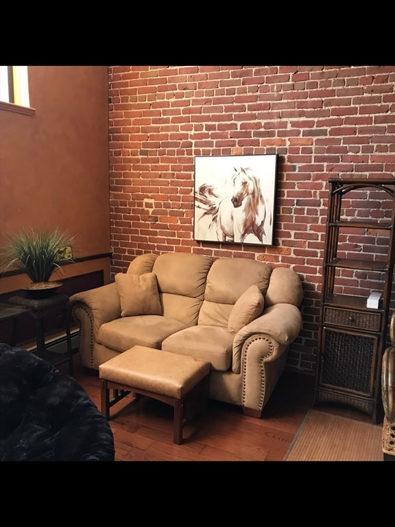 living room with hardwood / wood-style floors