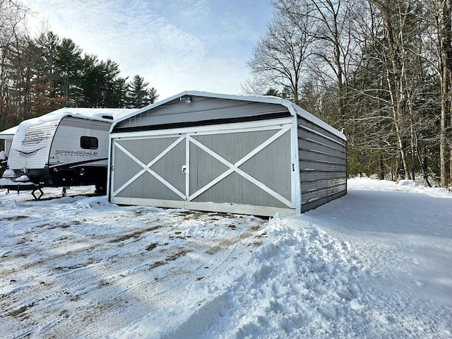 view of snow covered structure