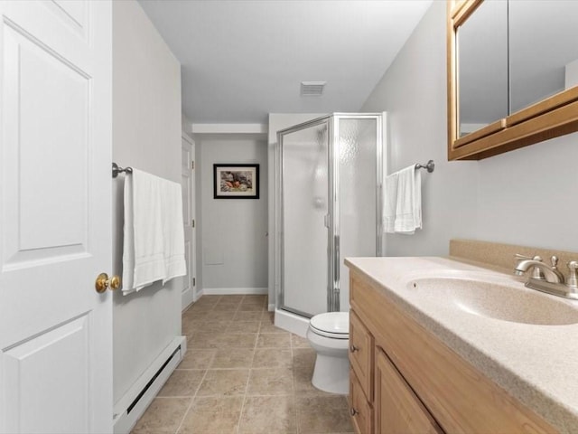 29 Shermans Way, Westwood, MA 02090 - bathroom featuring baseboard heating, a shower stall, and vanity