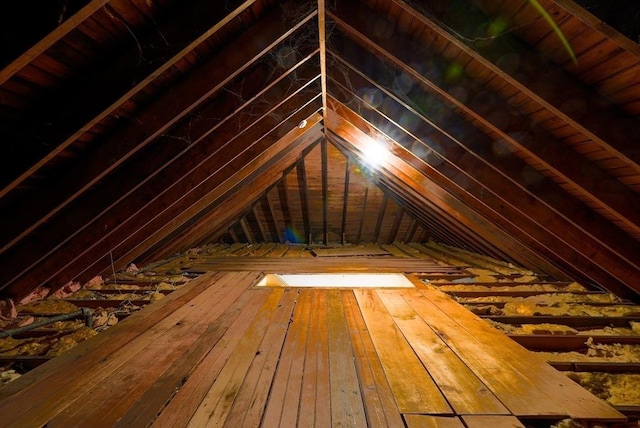 view of unfinished attic