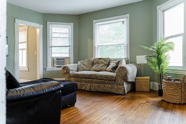 58-60 Virginia St, Springfield, MA 01108 - living room with wood-type flooring, plenty of natural light, and cooling unit